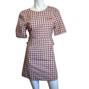 Rola Rola Red & Cream Korean Short Sleeve Dress Tie Back sz S EUC